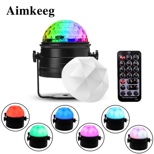 7 color LED night light RGB stage light remote control voice activated disco ball light 6W party lights 2 in 1 decorative lights